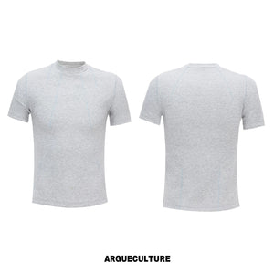 Contrast-Stitch Structural Cotton Blend T-Shirt - Gray Top