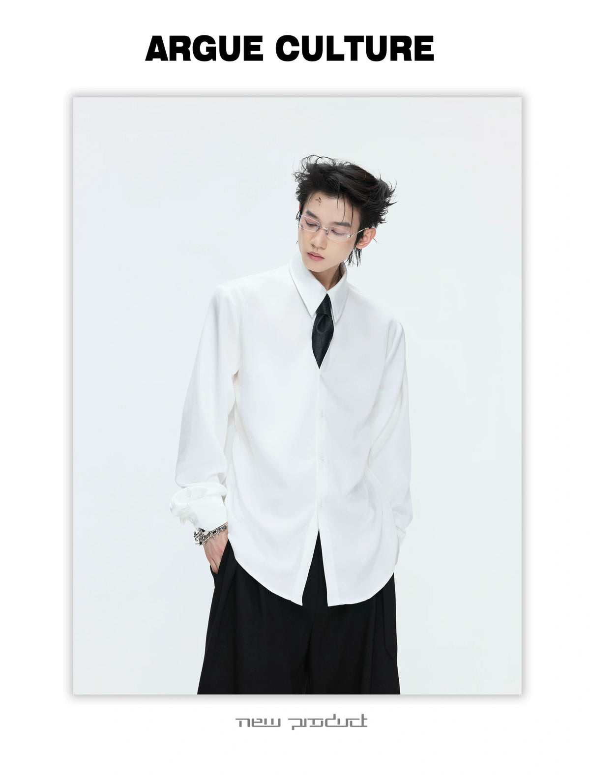 Structured Satin Acetate Shirt with Removable Shoulders - description image 5