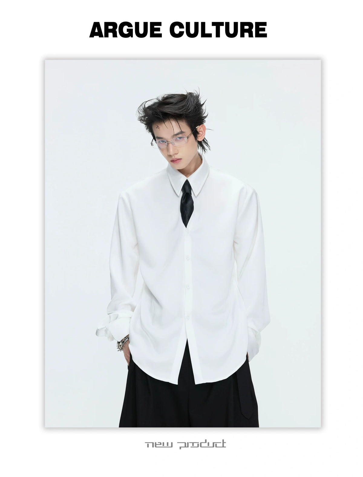 Structured Satin Acetate Shirt with Removable Shoulders - description image 6