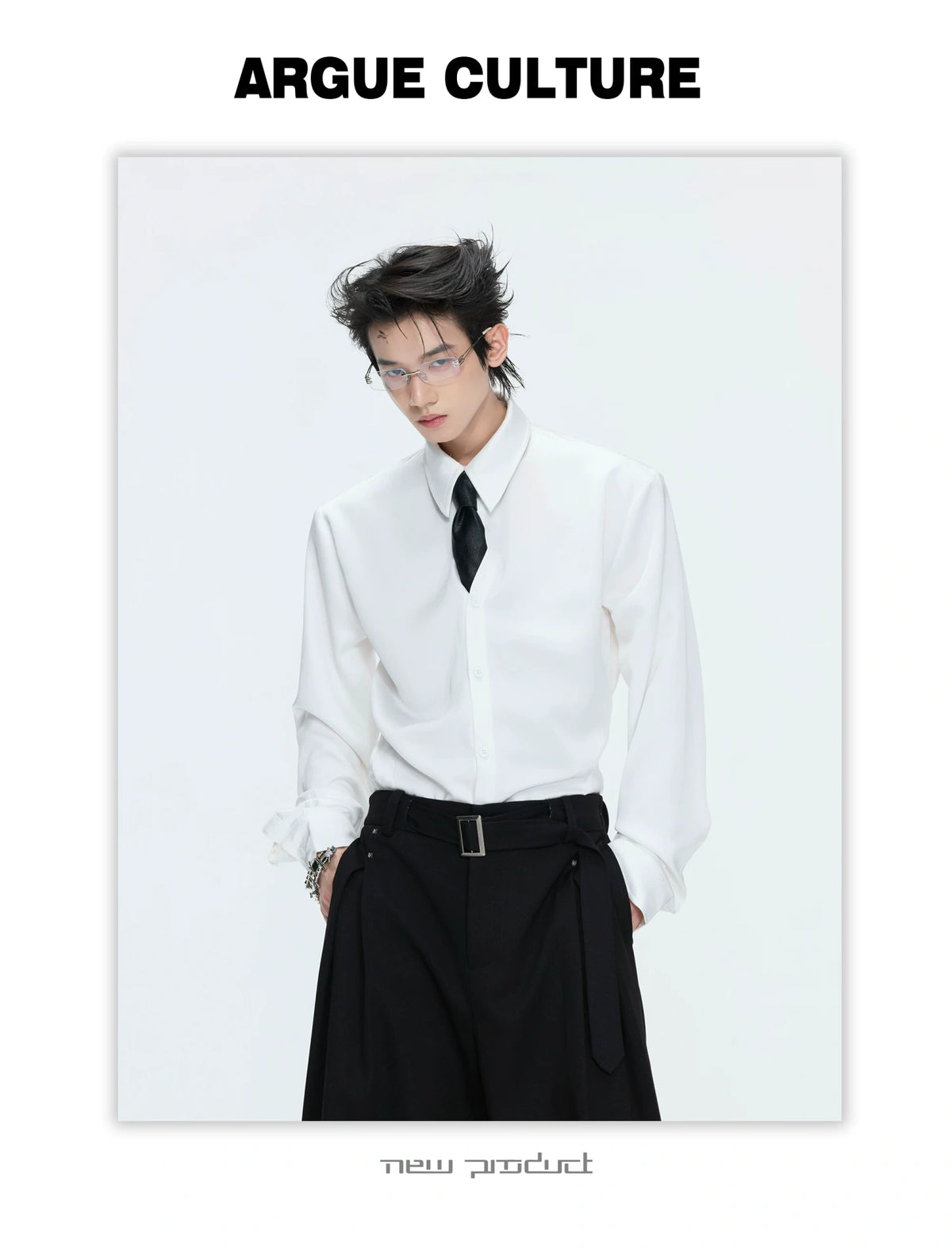 Structured Satin Acetate Shirt with Removable Shoulders - description image 8