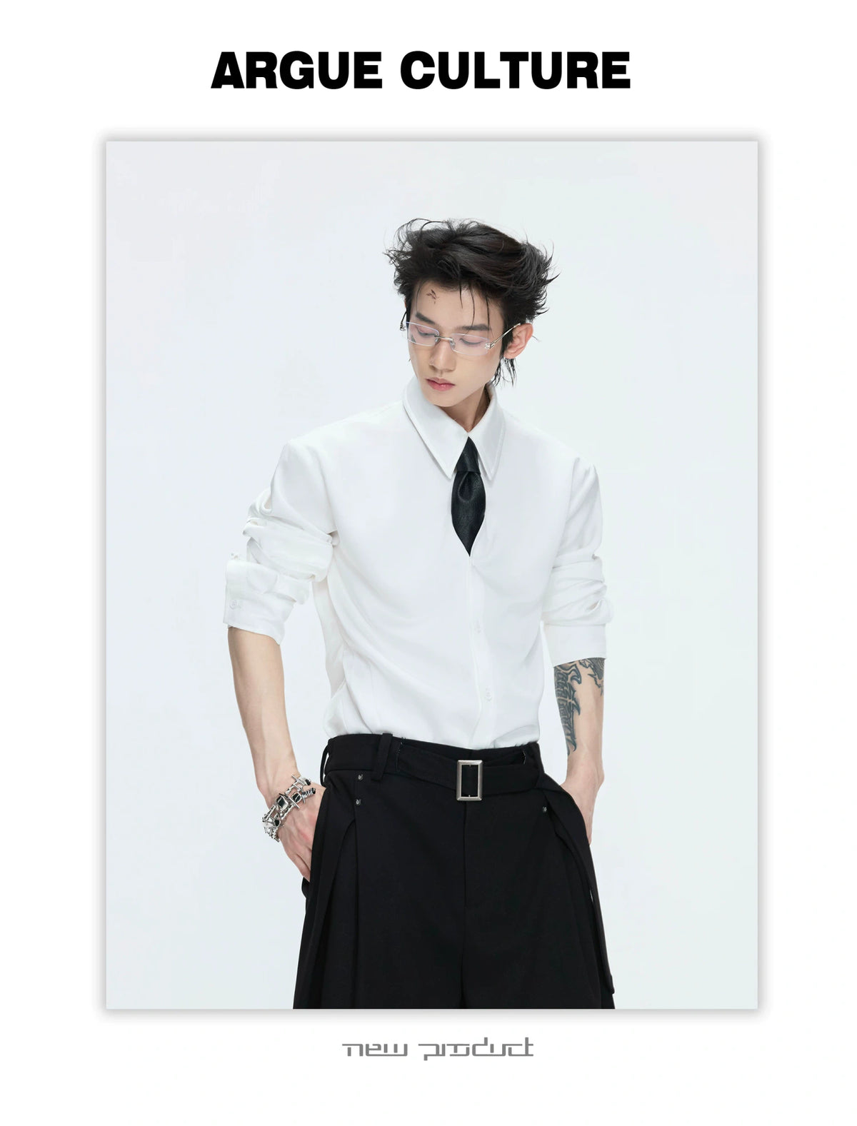 Structured Satin Acetate Shirt with Removable Shoulders - description image 10