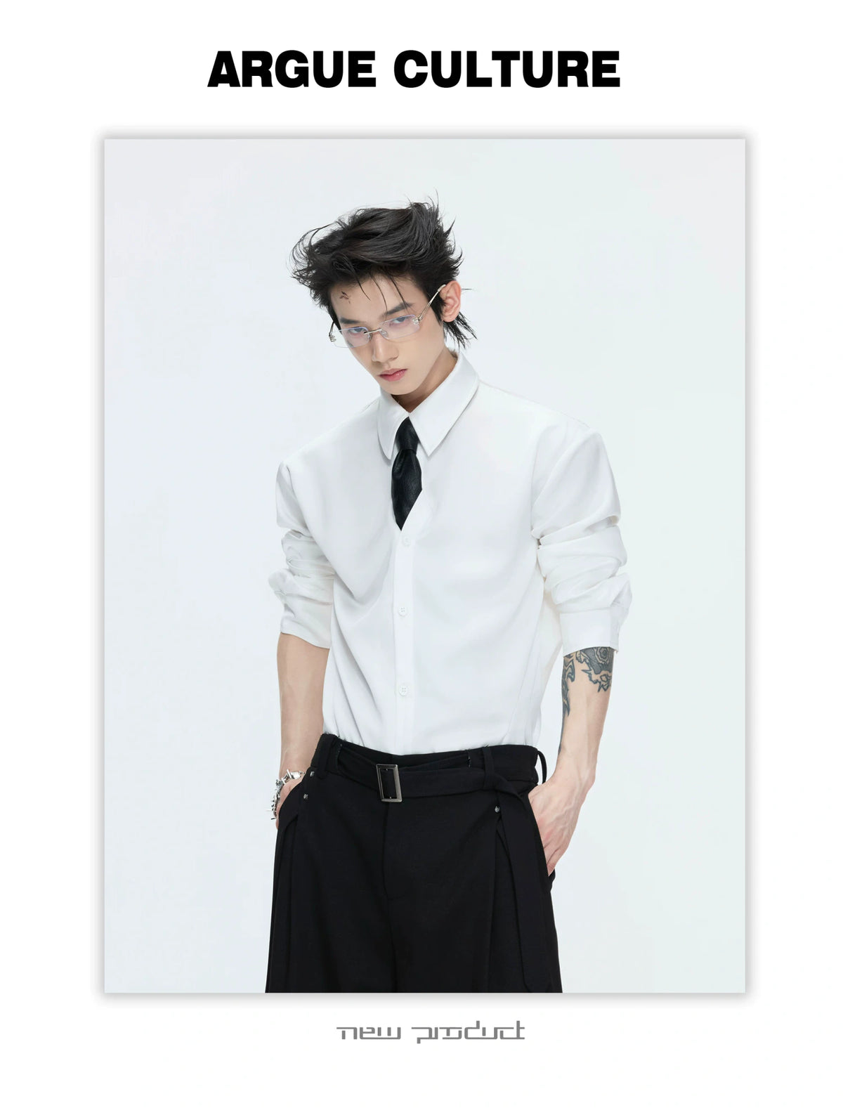 Structured Satin Acetate Shirt with Removable Shoulders - description image 11