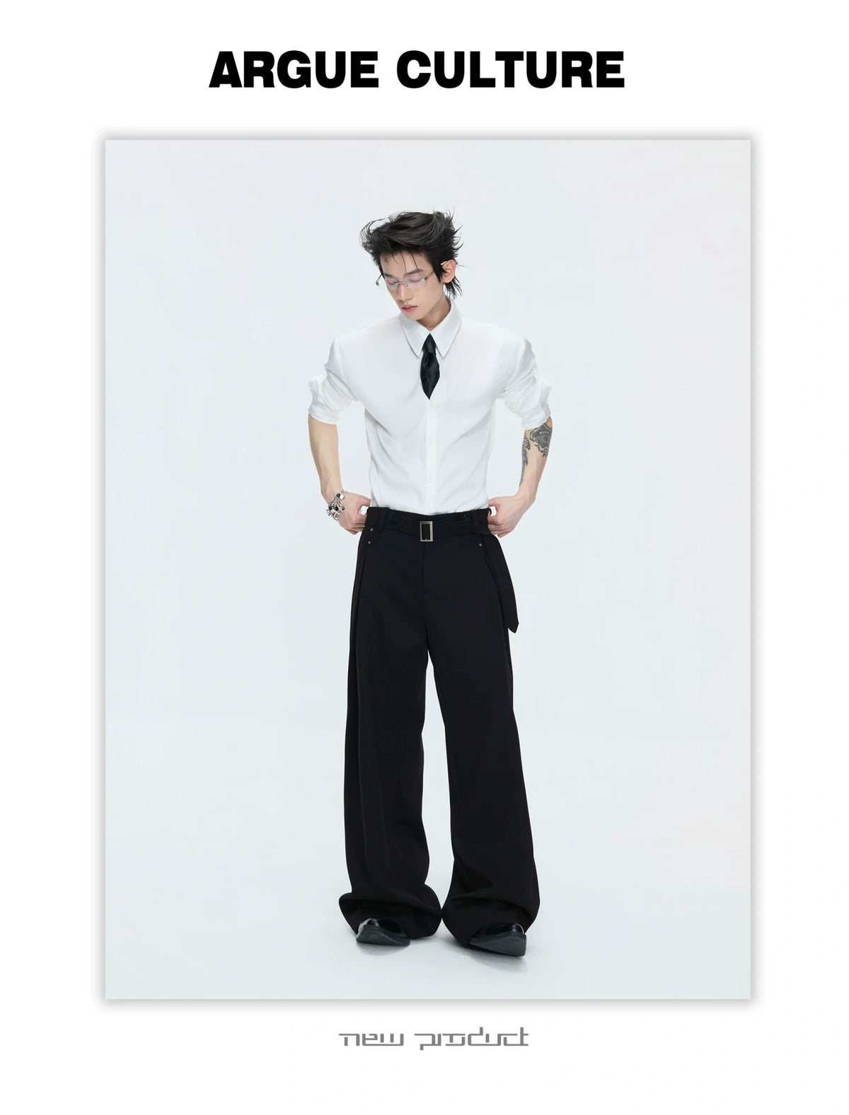 Structured Satin Acetate Shirt with Removable Shoulders - description image 13