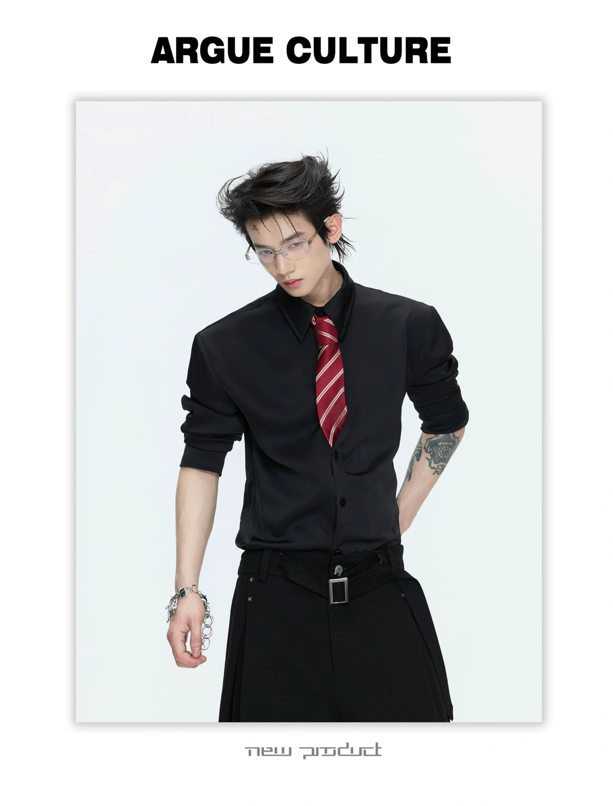 Structured Satin Acetate Shirt with Removable Shoulders - description image 16