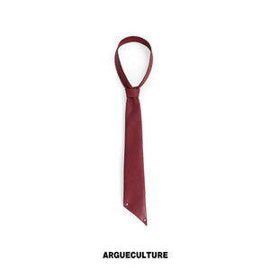 Structured Satin Acetate Shirt with Removable Shoulders - Red Tie