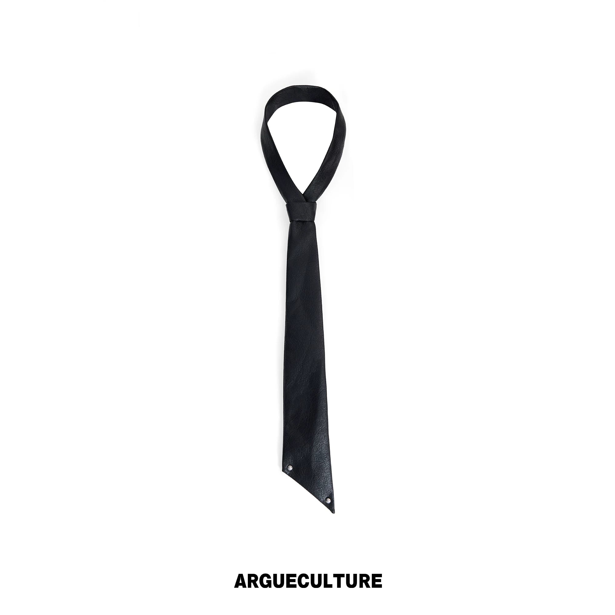 Structured Satin Acetate Shirt with Removable Shoulders - Black Tie