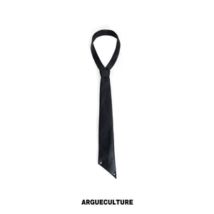 Structured Satin Acetate Shirt with Removable Shoulders - Black Tie