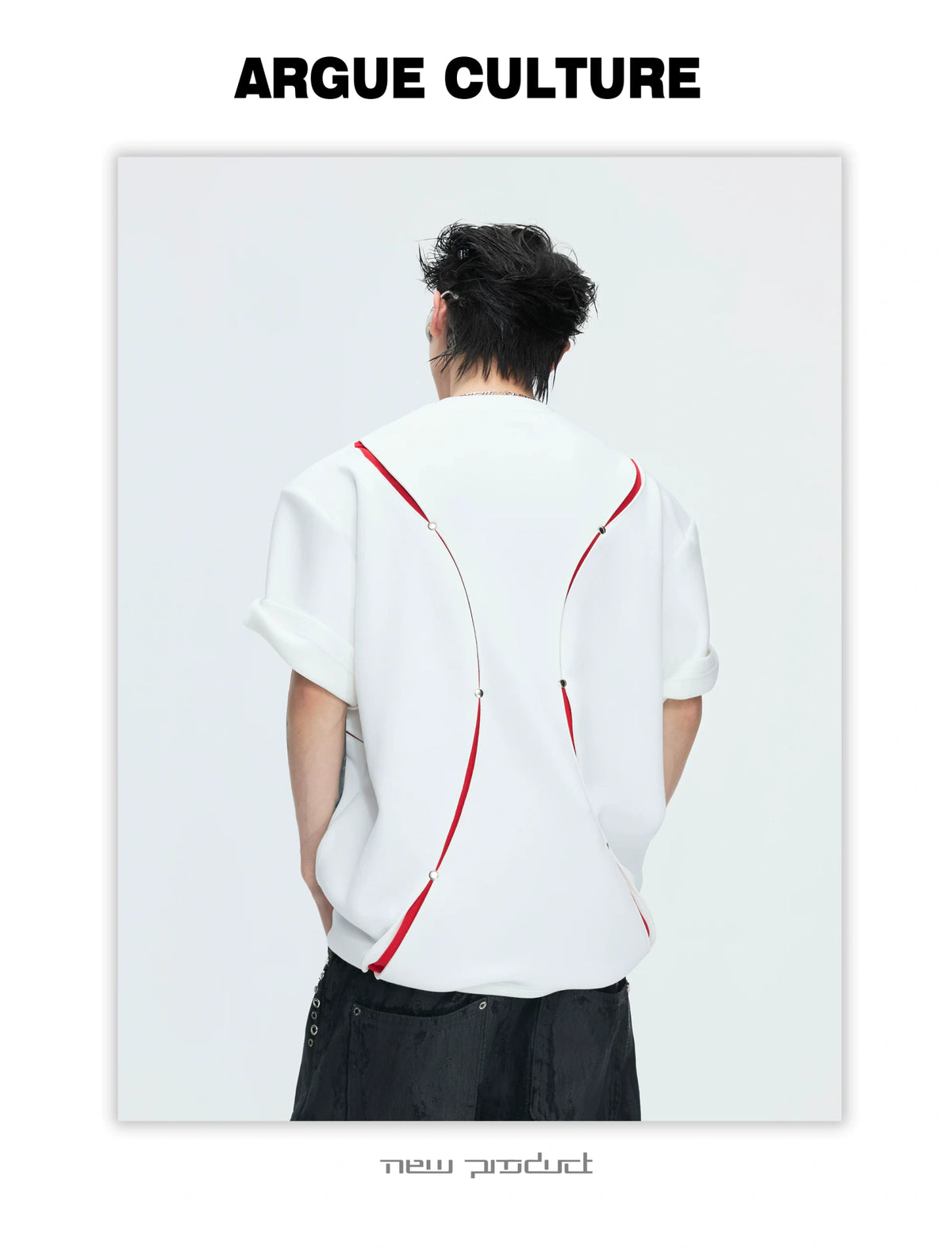 Deconstructed Contrast Panel Graphic T-Shirt - description image 8