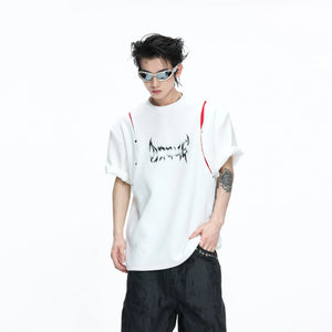 Deconstructed Contrast Panel Graphic T-Shirt - main image 1