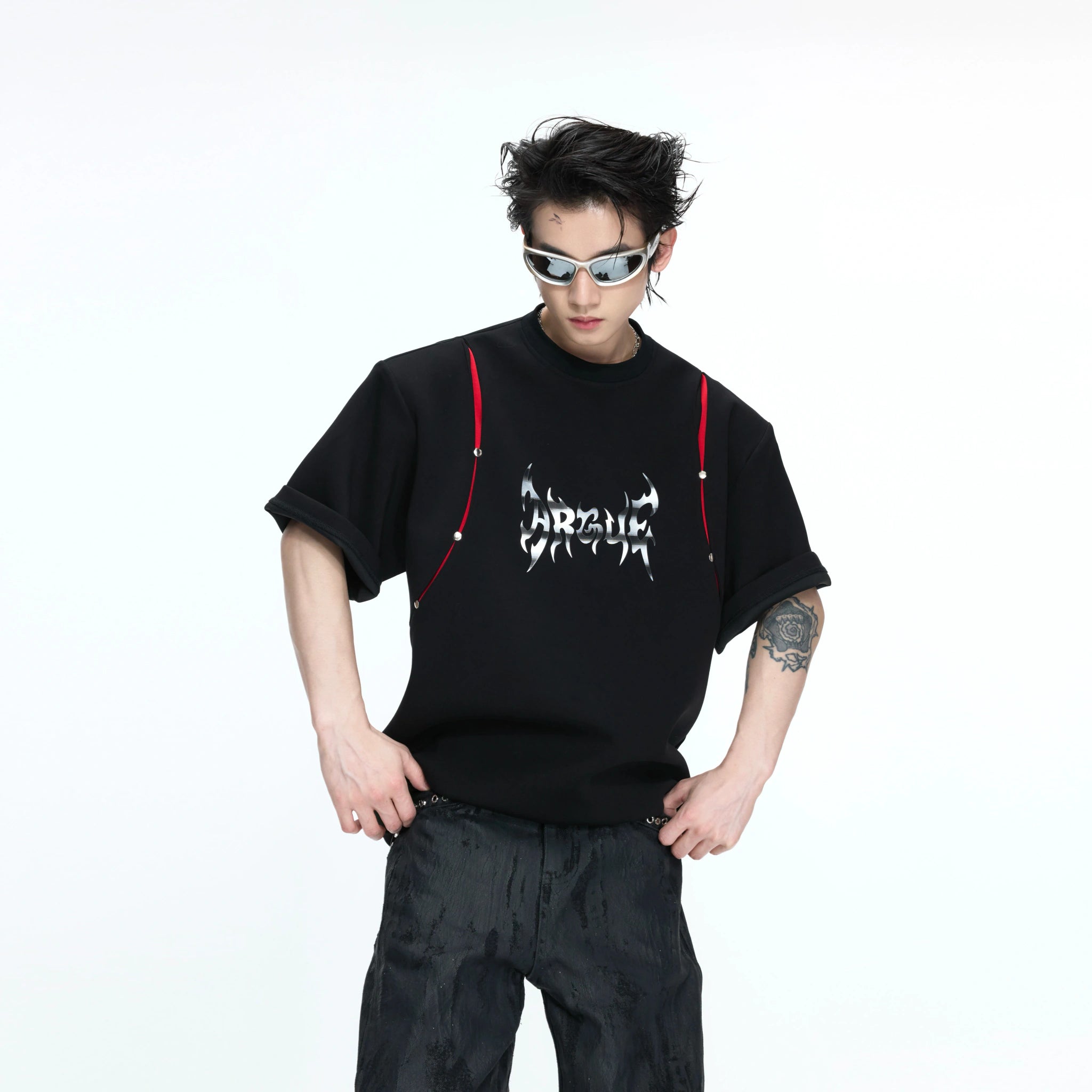 Deconstructed Contrast Panel Graphic T-Shirt - main image 2