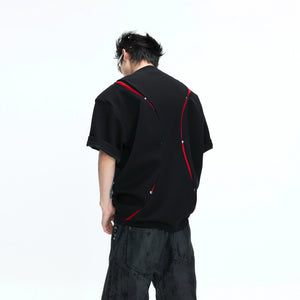 Deconstructed Contrast Panel Graphic T-Shirt - main image 3