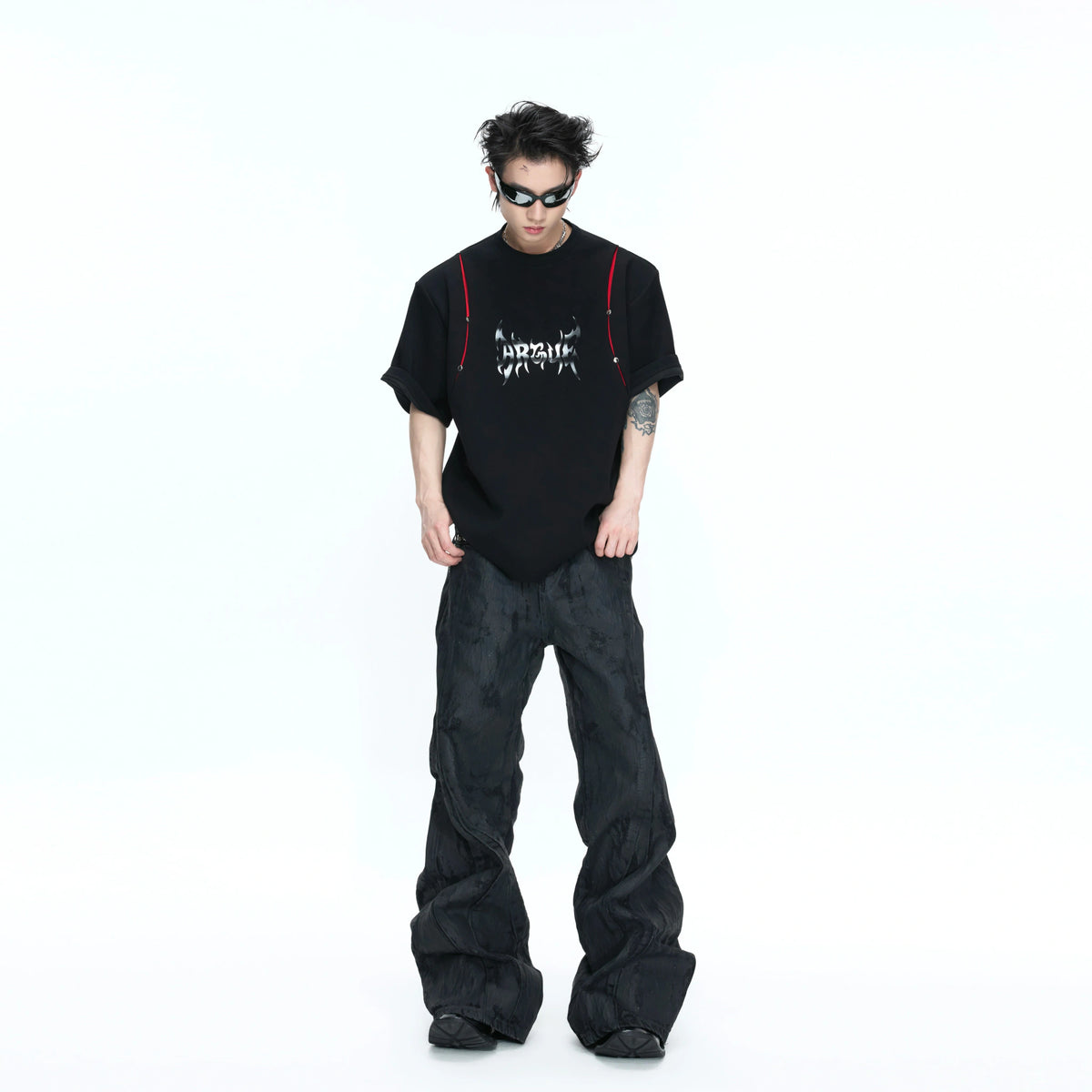 Deconstructed Contrast Panel Graphic T-Shirt - main image 5