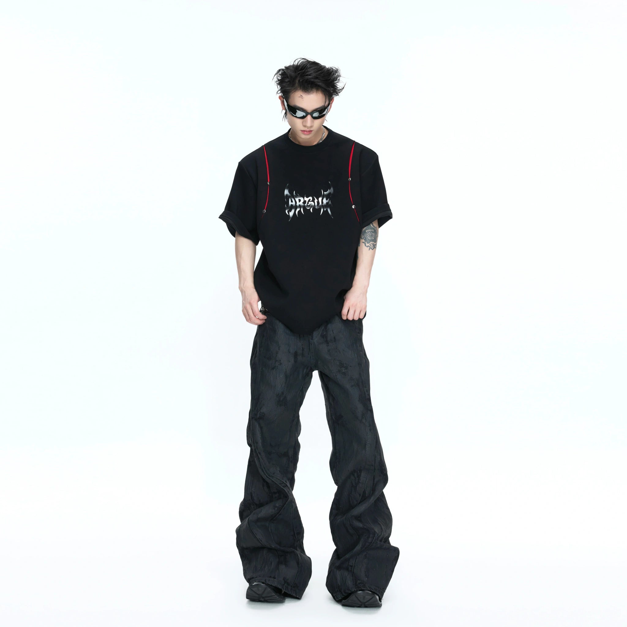 Deconstructed Contrast Panel Graphic T-Shirt - main image 5