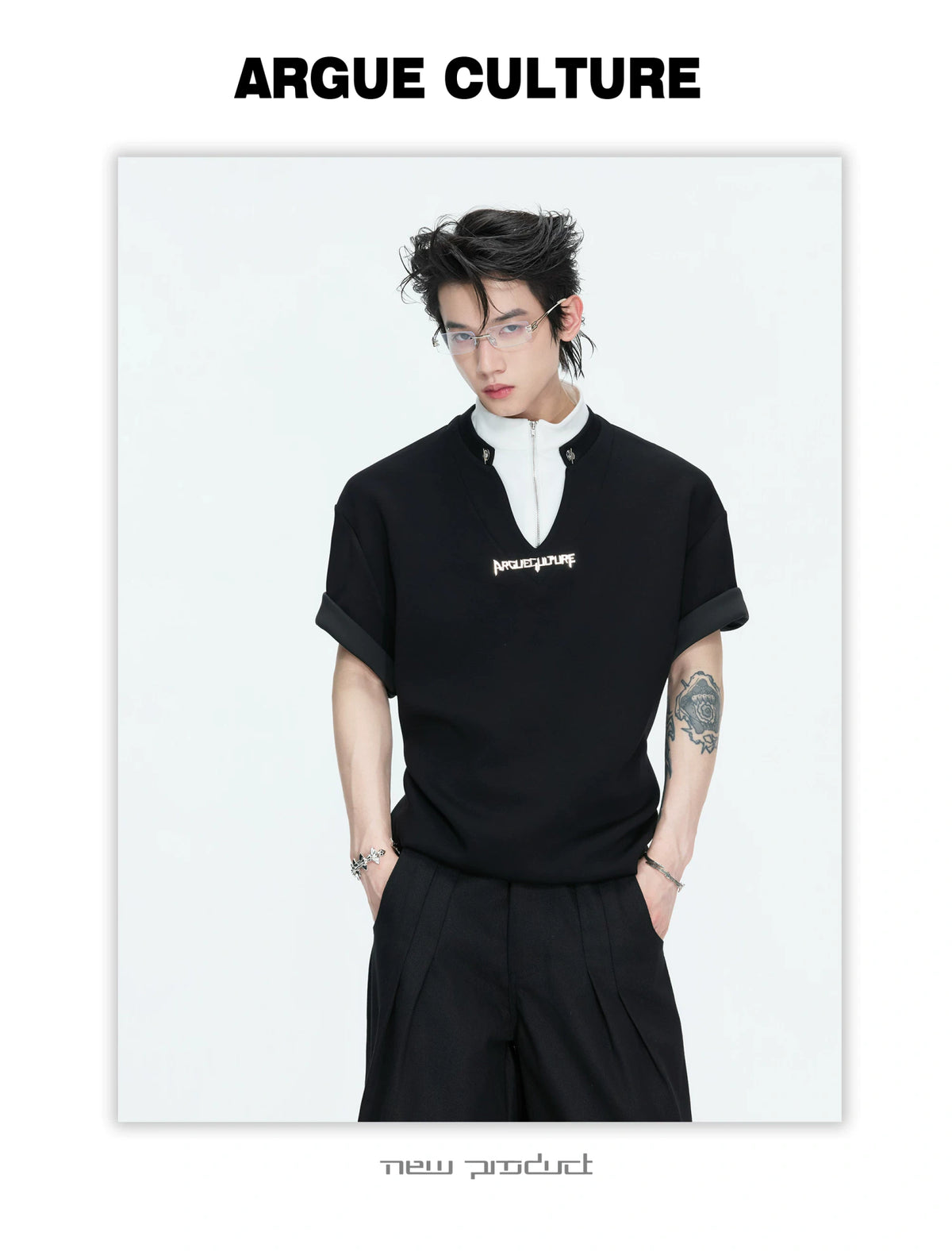 Color-Block Faux Two-Piece Cotton Tee | Relaxed Fit - description image 4
