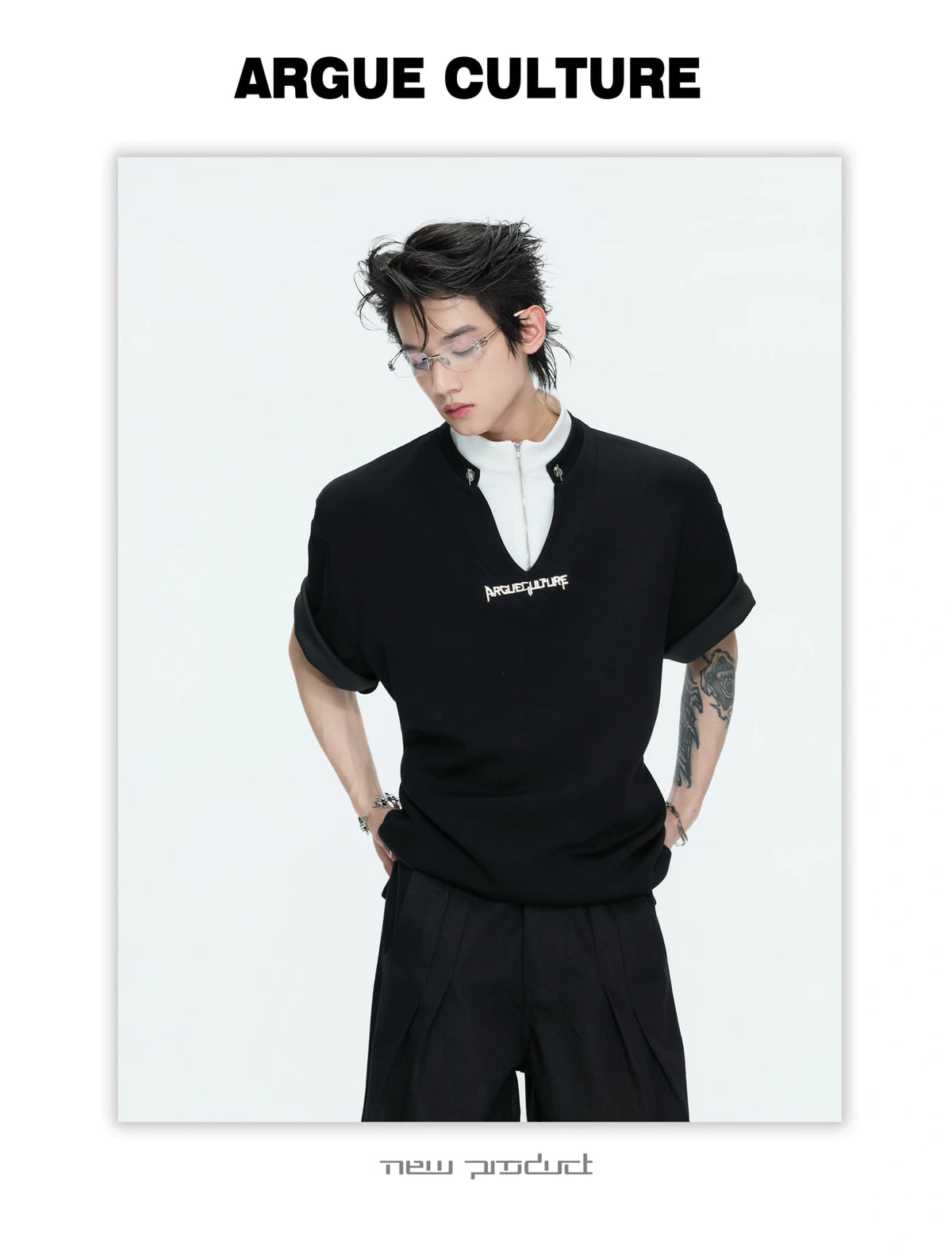 Color-Block Faux Two-Piece Cotton Tee | Relaxed Fit - description image 5