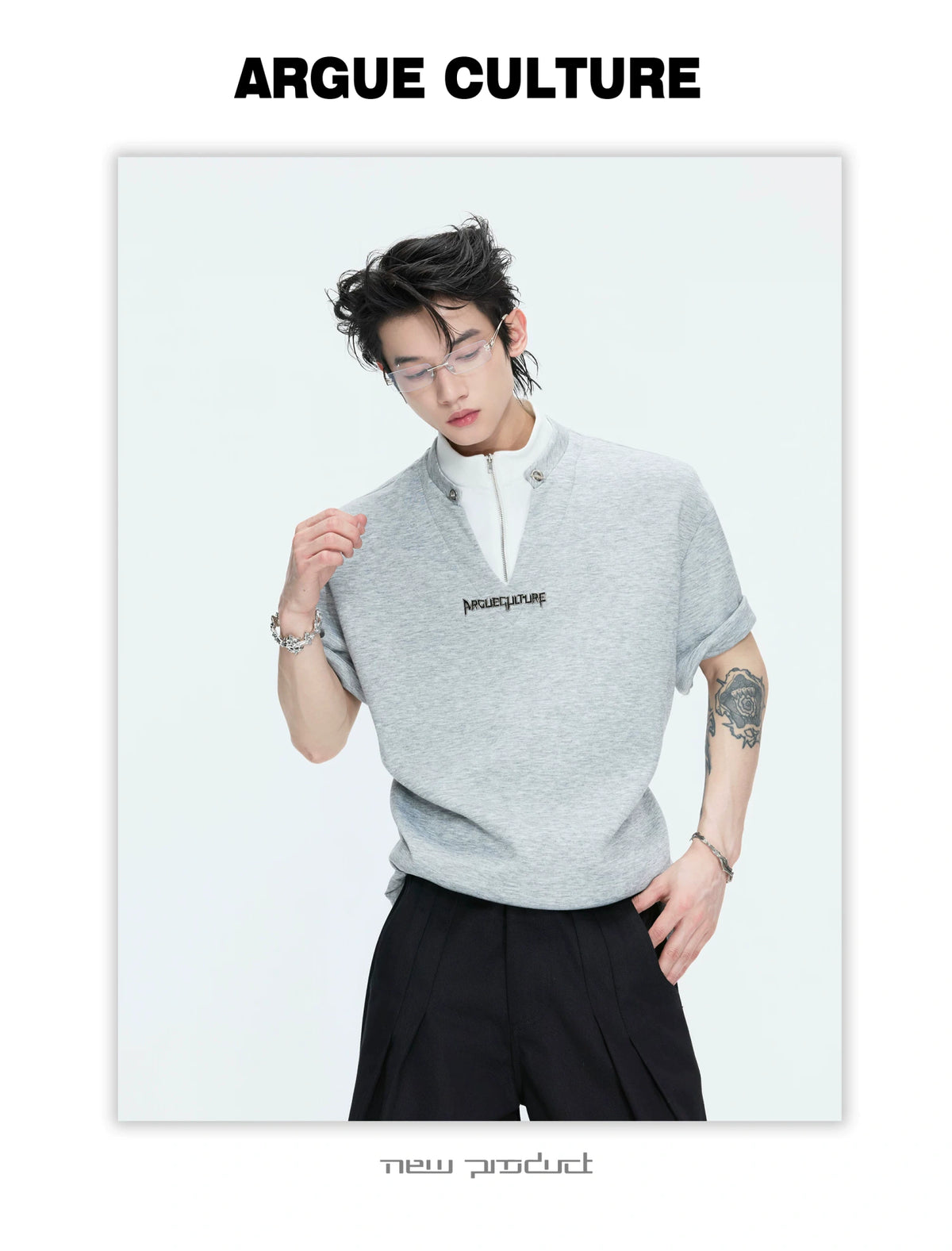 Color-Block Faux Two-Piece Cotton Tee | Relaxed Fit - description image 11