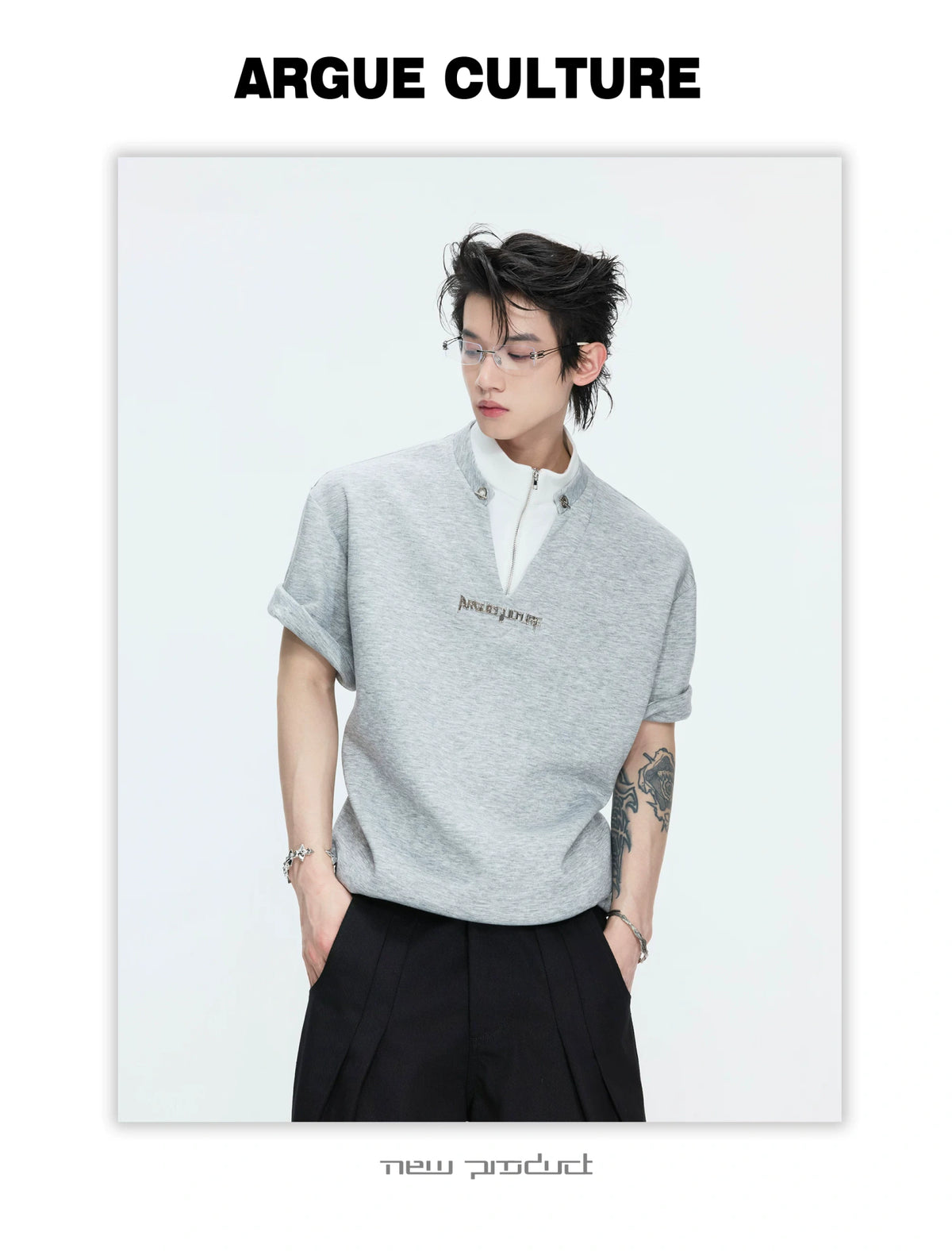 Color-Block Faux Two-Piece Cotton Tee | Relaxed Fit - description image 12