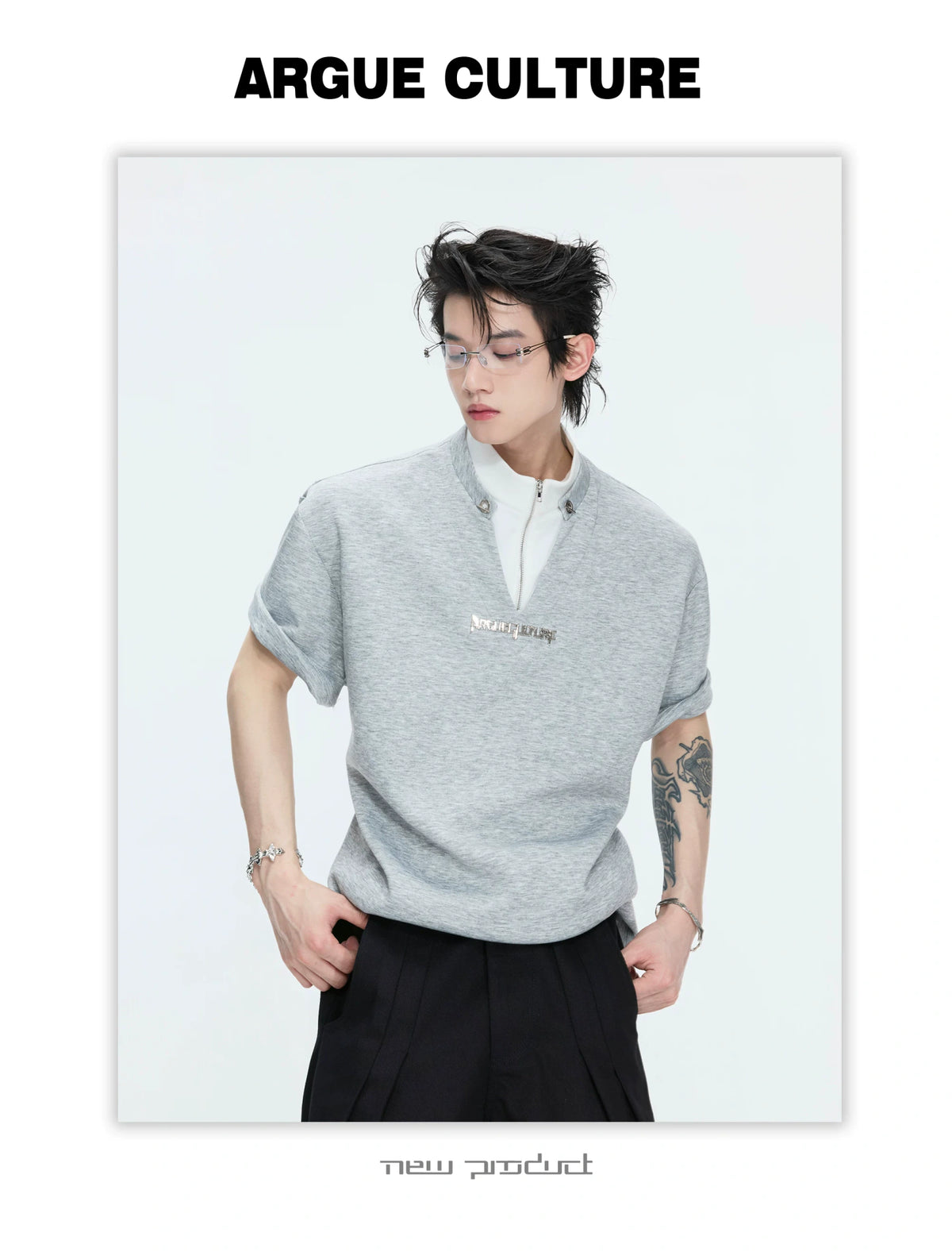 Color-Block Faux Two-Piece Cotton Tee | Relaxed Fit - description image 13