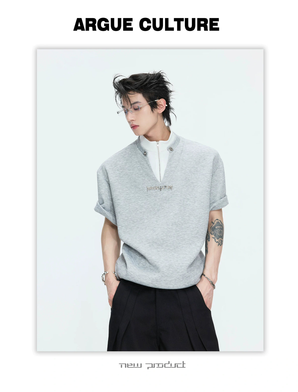 Color-Block Faux Two-Piece Cotton Tee | Relaxed Fit - description image 14