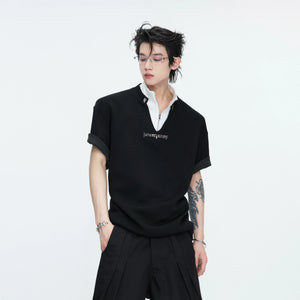 Color-Block Faux Two-Piece Cotton Tee | Relaxed Fit - main image 1