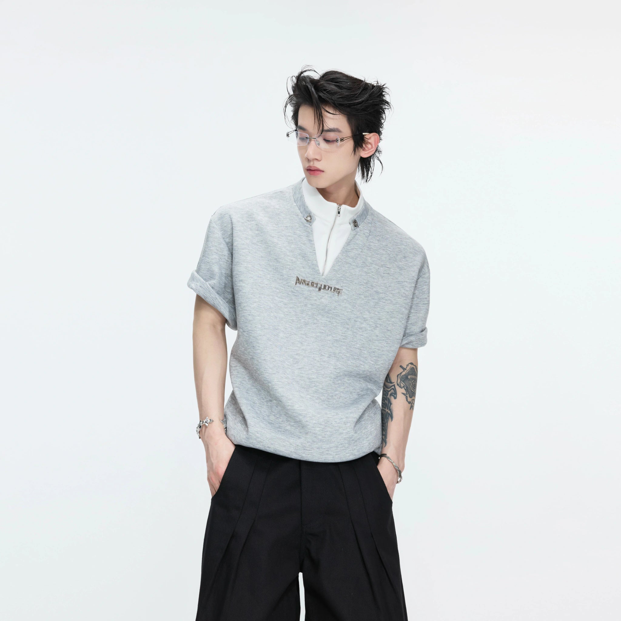 Color-Block Faux Two-Piece Cotton Tee | Relaxed Fit - main image 2