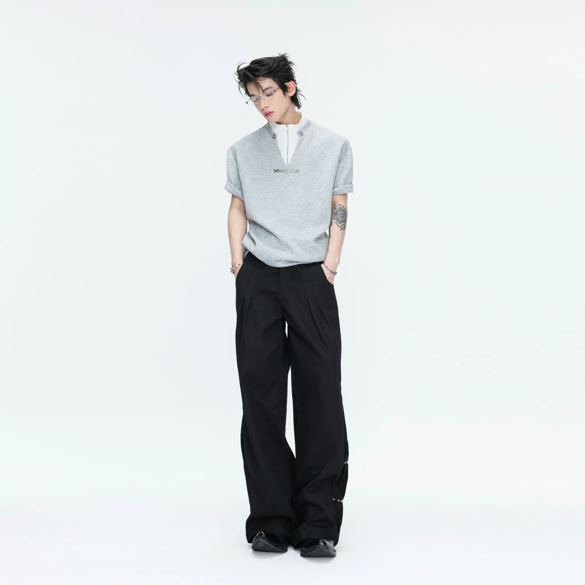 Color-Block Faux Two-Piece Cotton Tee | Relaxed Fit - main image 4