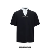 Color-Block Faux Two-Piece Cotton Tee | Relaxed Fit - Black Top