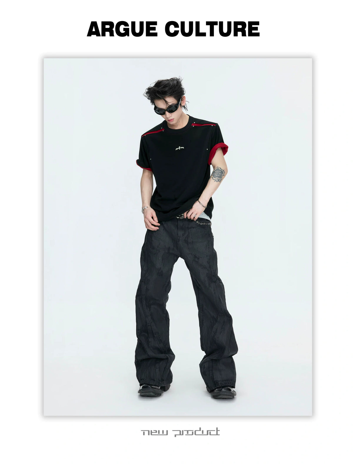 Color-Block Rivet T-Shirt | Unisex Structured Tee - description image 5