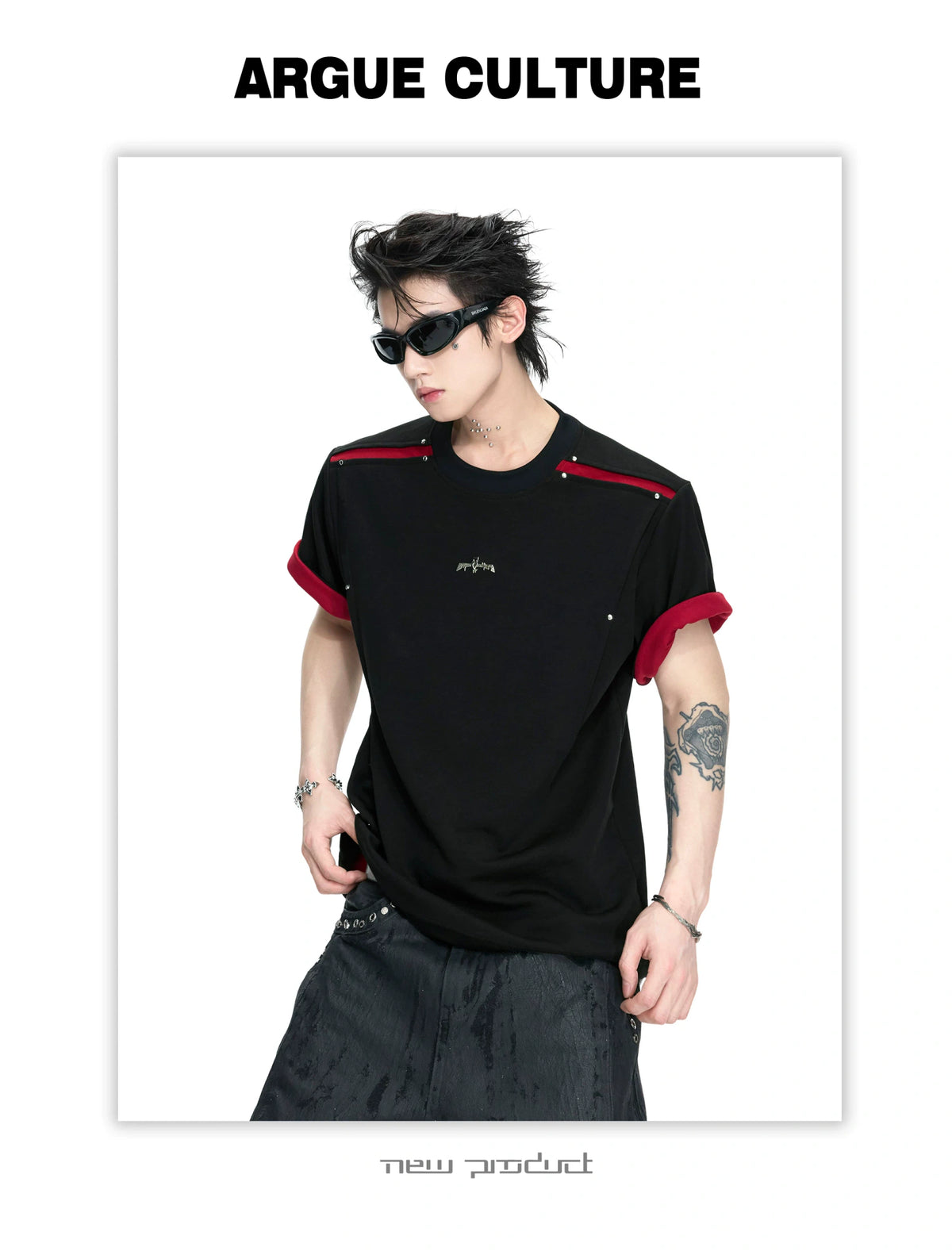 Color-Block Rivet T-Shirt | Unisex Structured Tee - description image 10