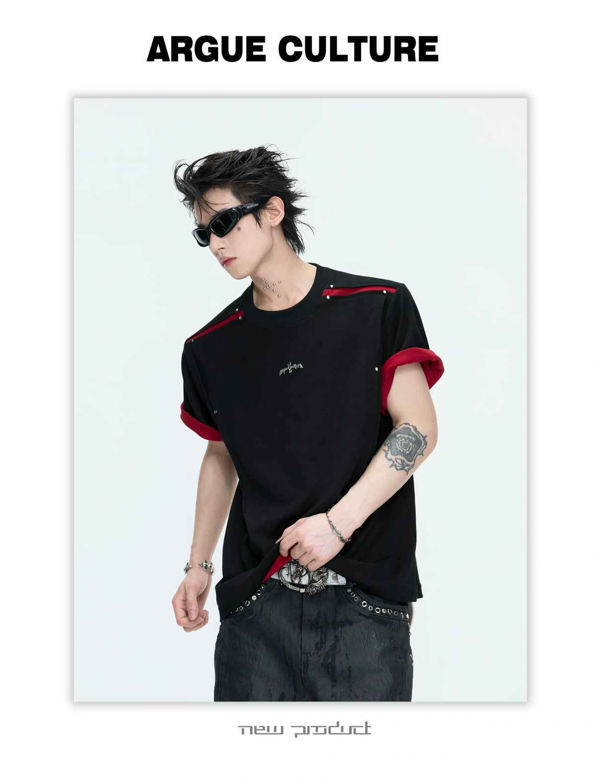 Color-Block Rivet T-Shirt | Unisex Structured Tee - description image 13