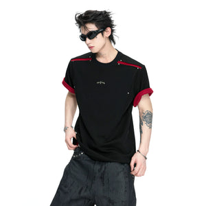 Color-Block Rivet T-Shirt | Unisex Structured Tee - main image 2