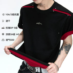 Color-Block Rivet T-Shirt | Unisex Structured Tee - main image 4