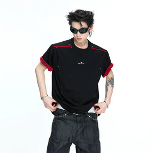 Color-Block Rivet T-Shirt | Unisex Structured Tee - main image 5