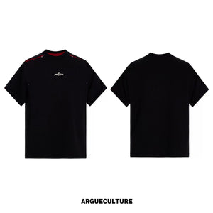 Color-Block Rivet T-Shirt | Unisex Structured Tee - Black Top