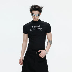 Black Ribbed Logo Fitted T-Shirt | Short Sleeve - main image 1