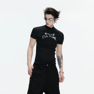 Black Ribbed Logo Fitted T-Shirt | Short Sleeve - main image 3