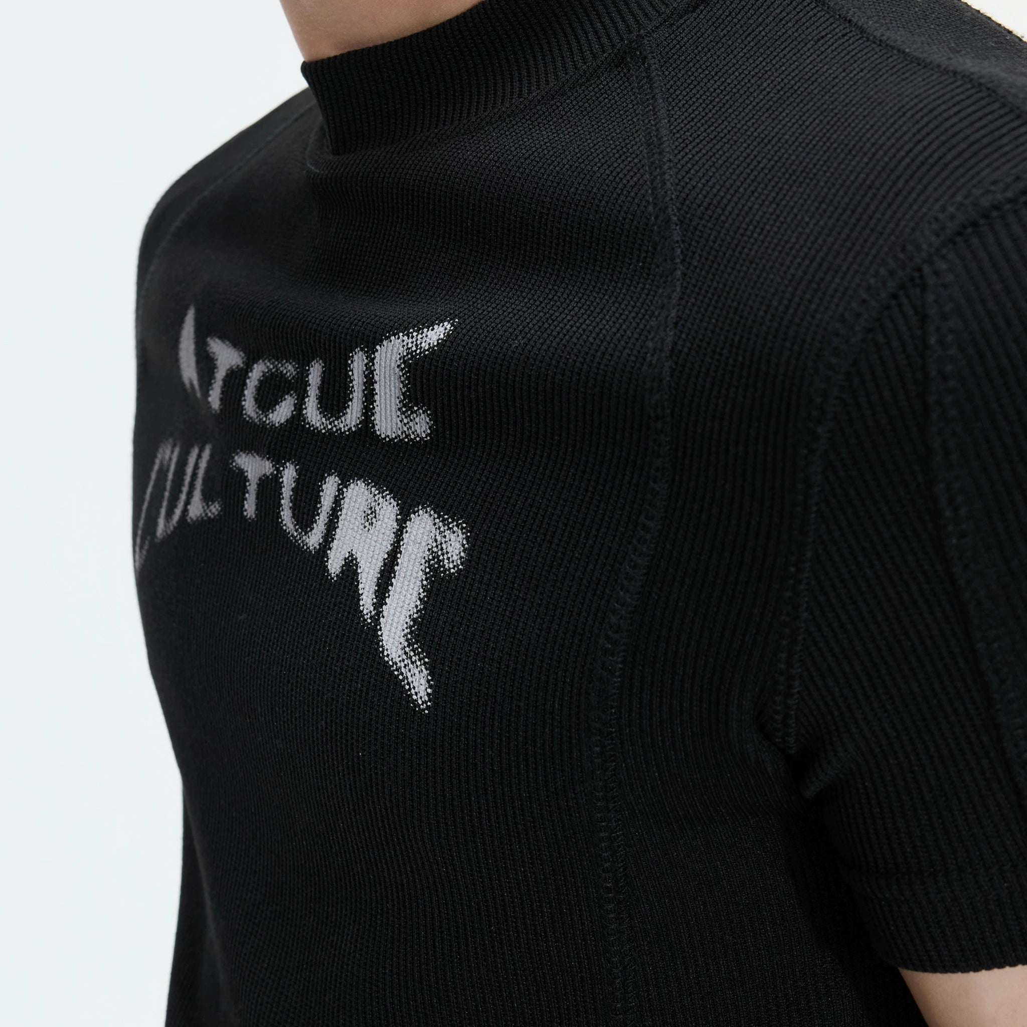 Black Ribbed Logo Fitted T-Shirt | Short Sleeve - main image 4