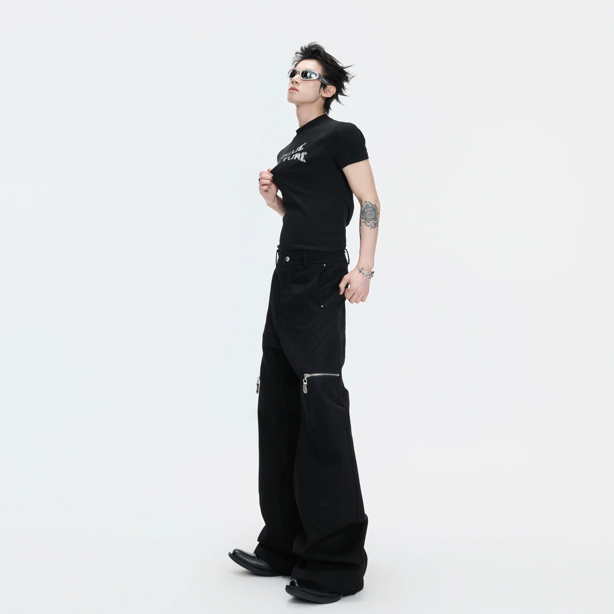 Black Ribbed Logo Fitted T-Shirt | Short Sleeve - main image 5