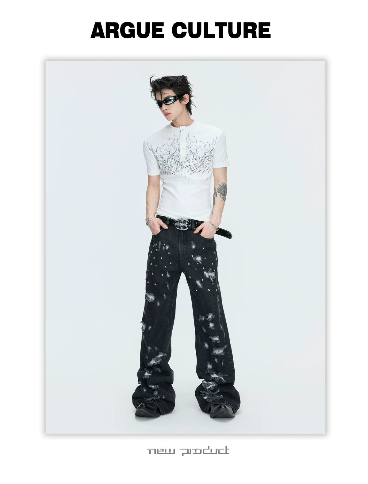 Unisex Gothic Rivet Graphic T-Shirt | Cotton Blend - description image 7