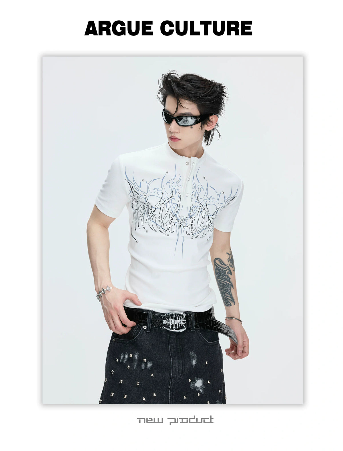 Unisex Gothic Rivet Graphic T-Shirt | Cotton Blend - description image 8