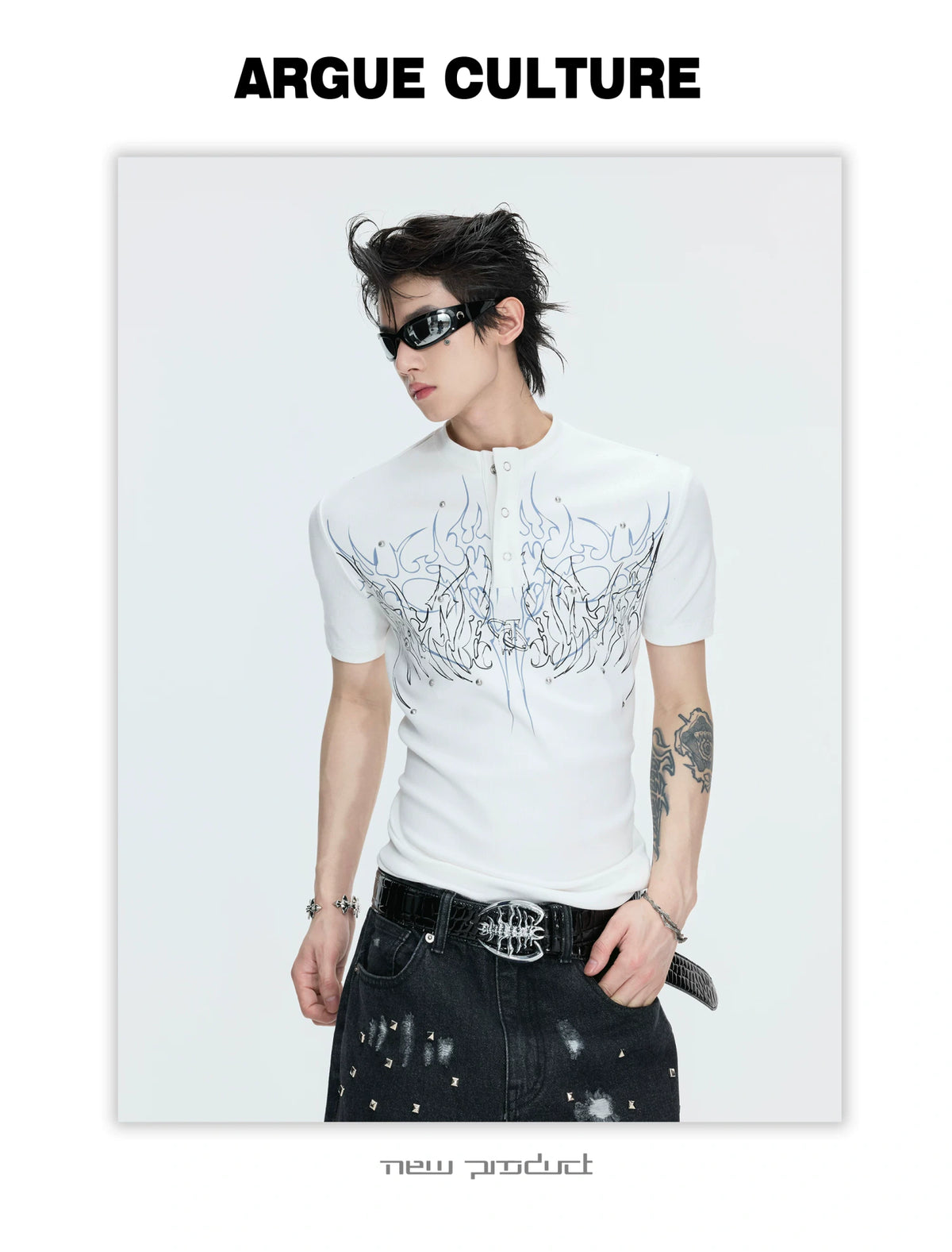 Unisex Gothic Rivet Graphic T-Shirt | Cotton Blend - description image 9