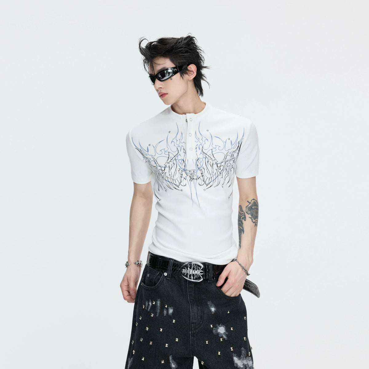 Unisex Gothic Rivet Graphic T-Shirt | Cotton Blend - main image 2