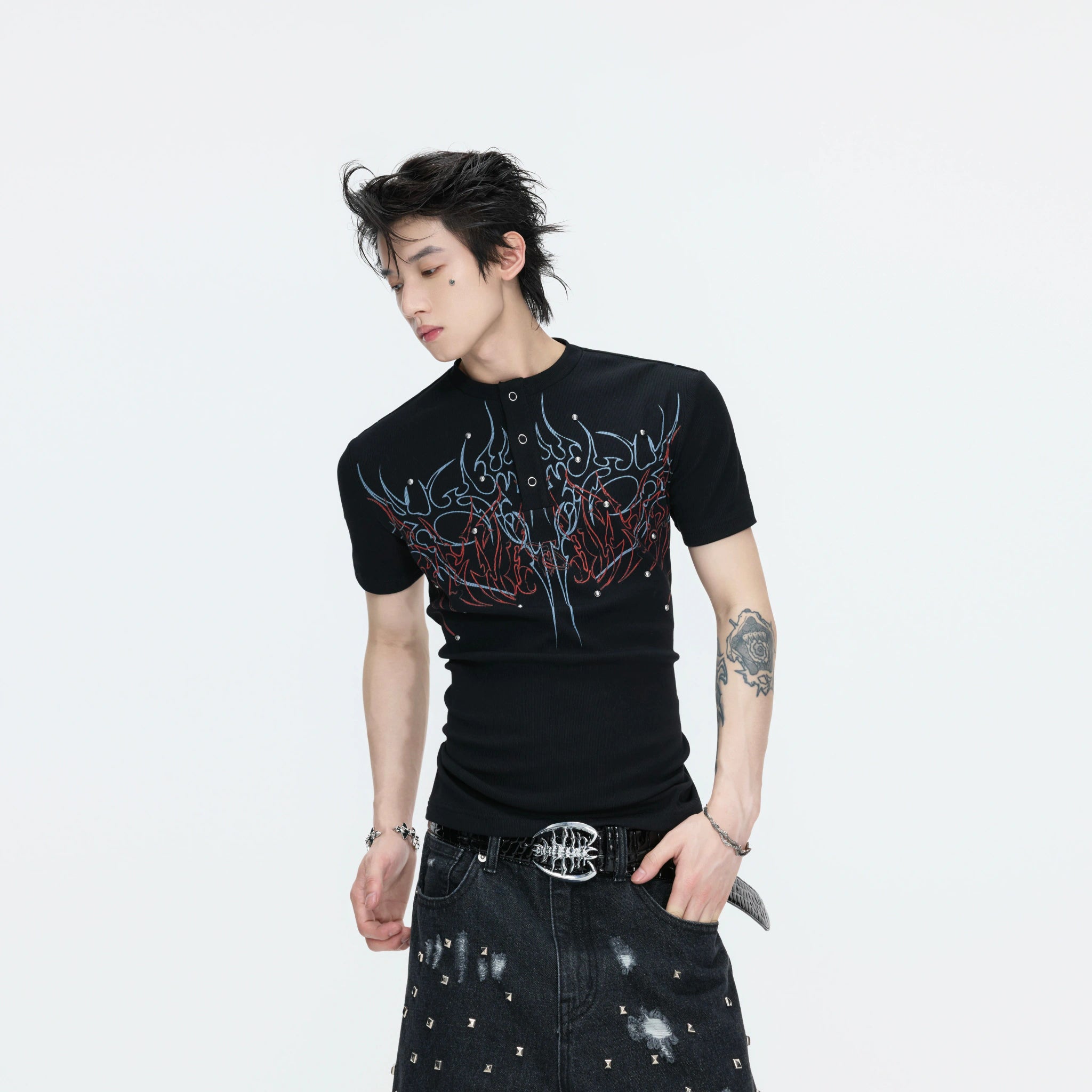 Unisex Gothic Rivet Graphic T-Shirt | Cotton Blend - main image 4
