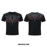 Unisex Gothic Rivet Graphic T-Shirt | Cotton Blend - Black Top