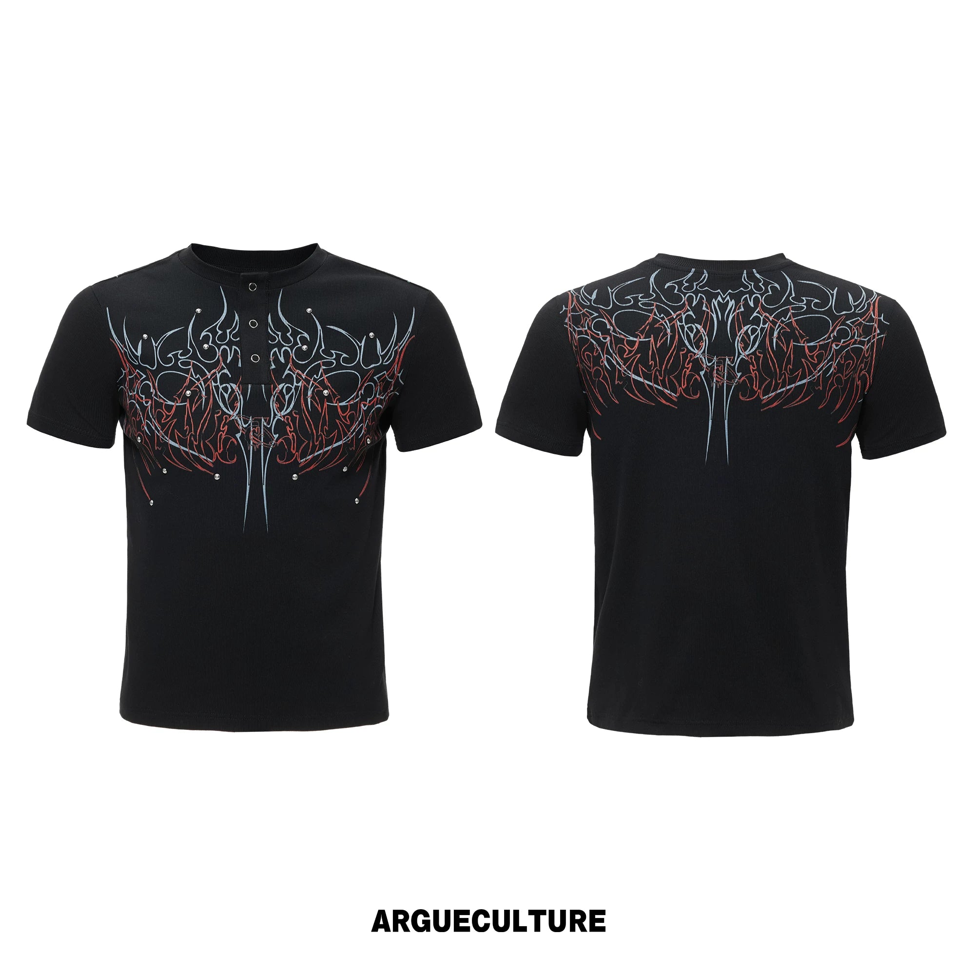 Unisex Gothic Rivet Graphic T-Shirt | Cotton Blend - Black Top