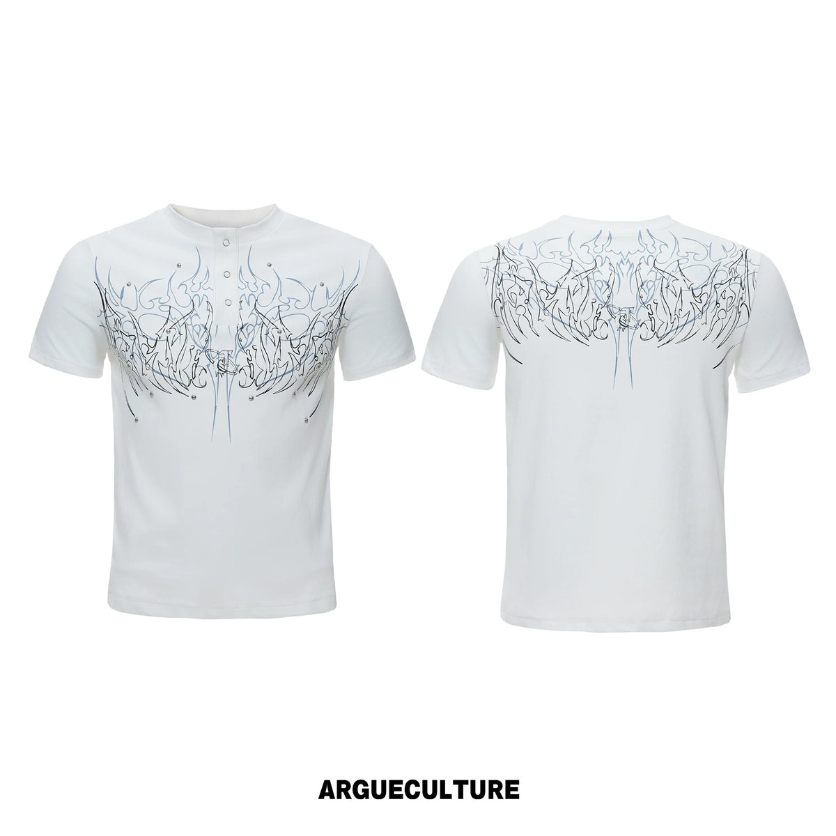 Unisex Gothic Rivet Graphic T-Shirt | Cotton Blend - White Top