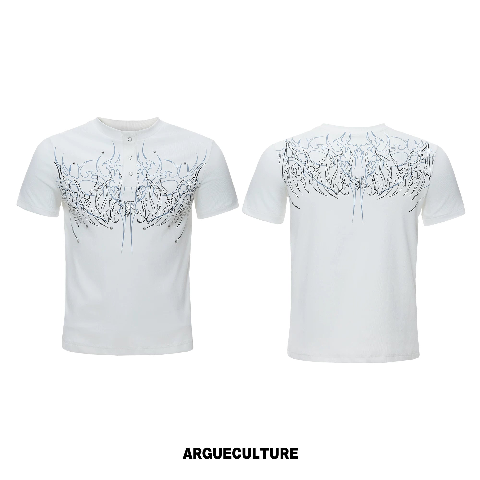 Unisex Gothic Rivet Graphic T-Shirt | Cotton Blend - White Top