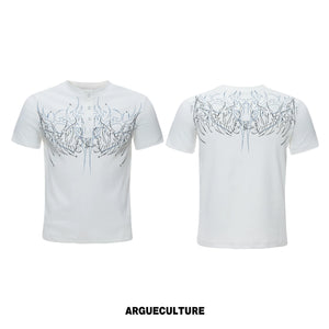 Unisex Gothic Rivet Graphic T-Shirt | Cotton Blend - White Top