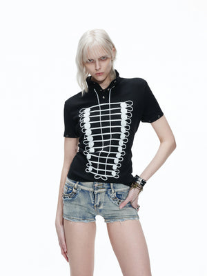 Embroidered Stand-Collar Polo Shirt | Avant-Garde Tee - main image 1