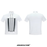 Embroidered Stand-Collar Polo Shirt | Avant-Garde Tee - White